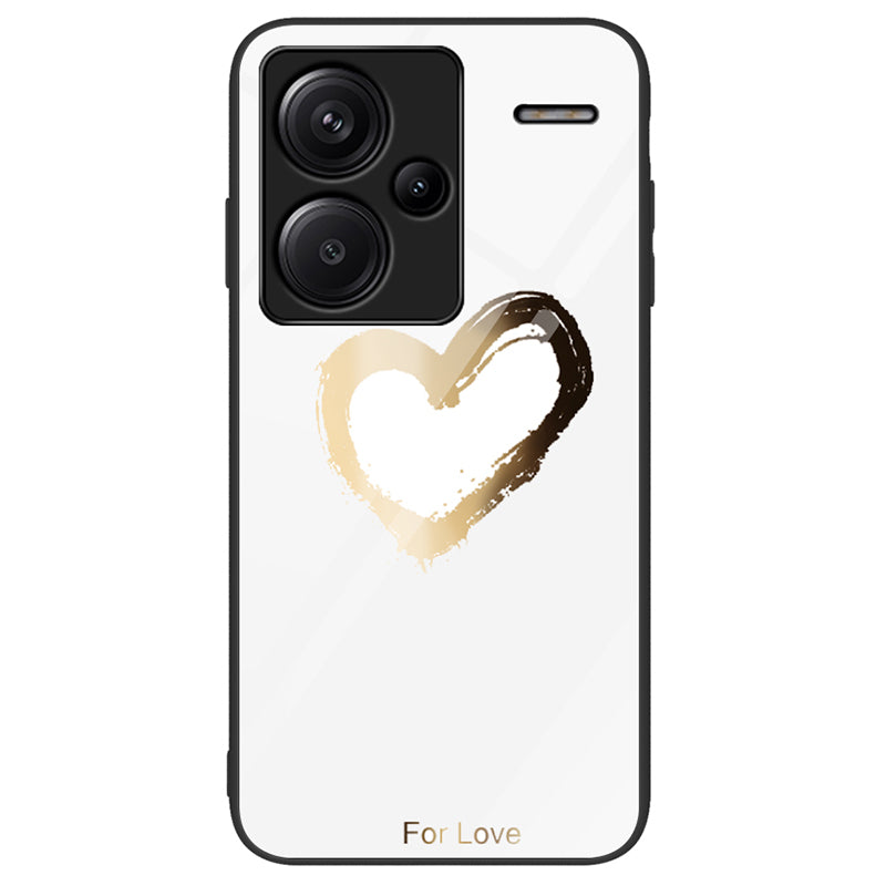 For Xiaomi Redmi Note 13 Pro+ 5G Cell Phone Cases Pattern Printing Tempered Glass+PC+TPU Shell