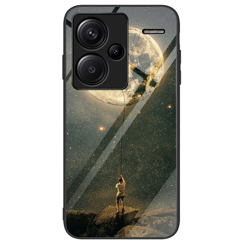 For Xiaomi Redmi Note 13 Pro+ 5G Cell Phone Cases Pattern Printing Tempered Glass+PC+TPU Shell