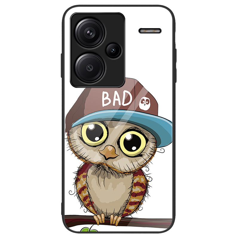 For Xiaomi Redmi Note 13 Pro+ 5G Cell Phone Cases Pattern Printing Tempered Glass+PC+TPU Shell