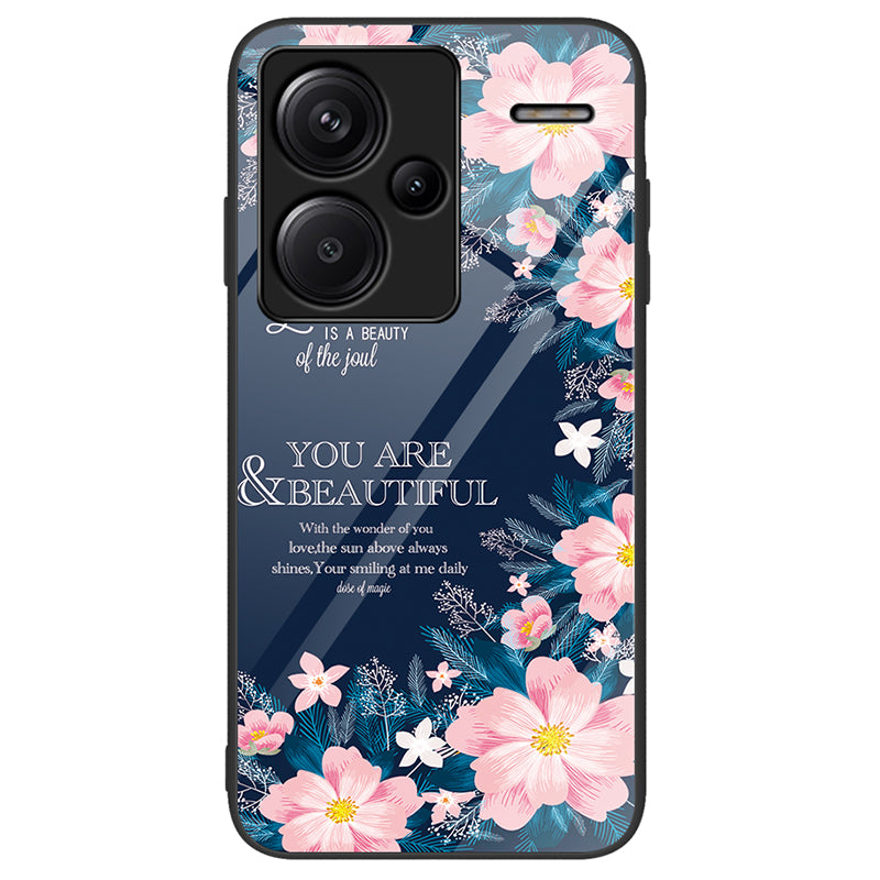 For Xiaomi Redmi Note 13 Pro+ 5G Cell Phone Cases Pattern Printing Tempered Glass+PC+TPU Shell