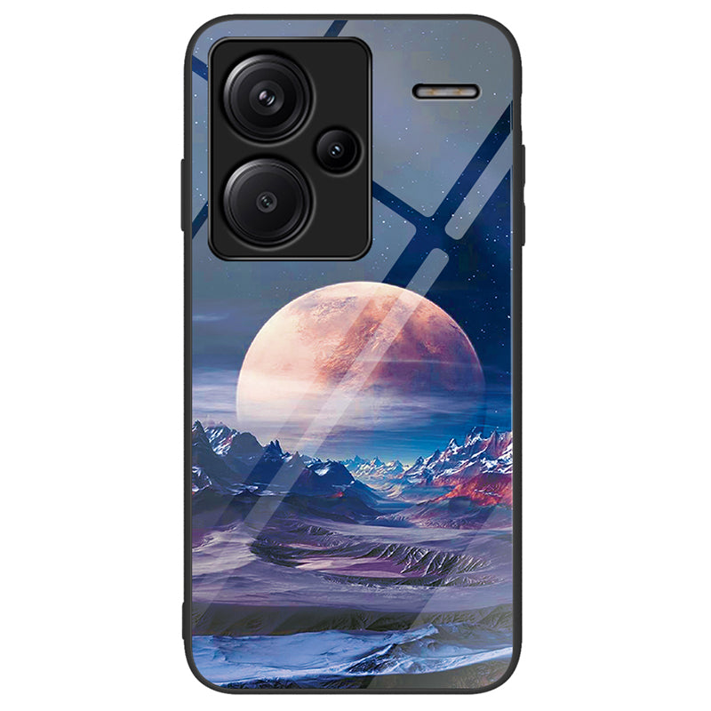 For Xiaomi Redmi Note 13 Pro+ 5G Cell Phone Cases Pattern Printing Tempered Glass+PC+TPU Shell