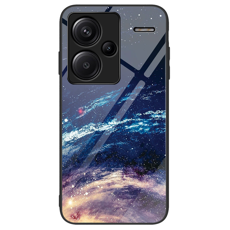 For Xiaomi Redmi Note 13 Pro+ 5G Cell Phone Cases Pattern Printing Tempered Glass+PC+TPU Shell