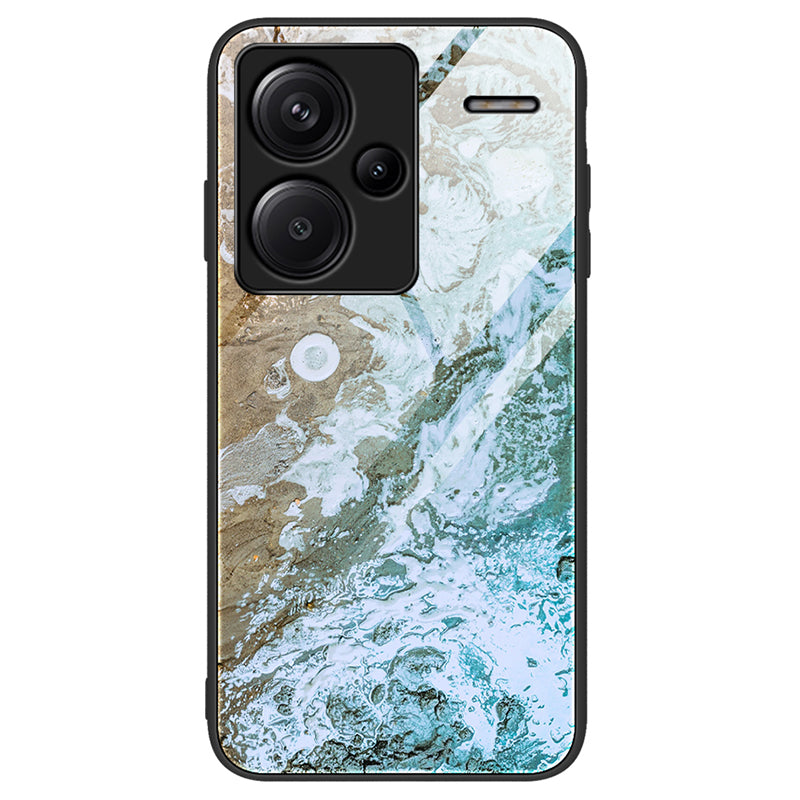 For Xiaomi Redmi Note 13 Pro+ 5G Cell Phone Cases Marble Pattern Tempered Glass Cover