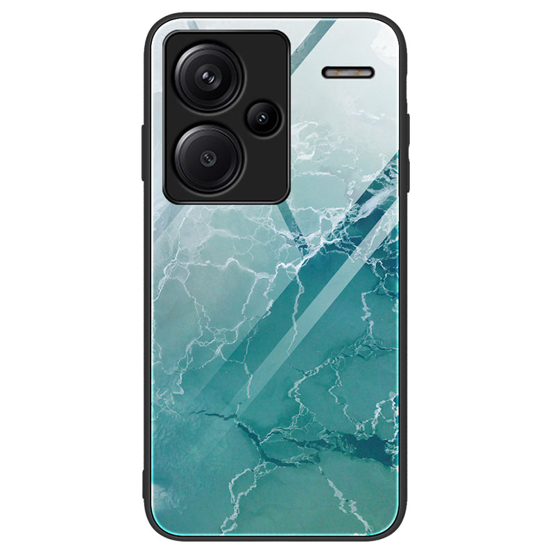 For Xiaomi Redmi Note 13 Pro+ 5G Cell Phone Cases Marble Pattern Tempered Glass Cover