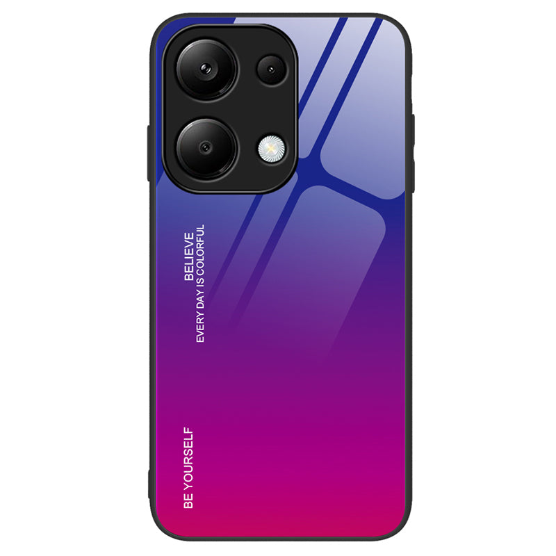 For Xiaomi Redmi Note 13 Pro 4G / Poco M6 Pro 4G Cell Phone Case Tempered Glass+PC+TPU Gradient Cover