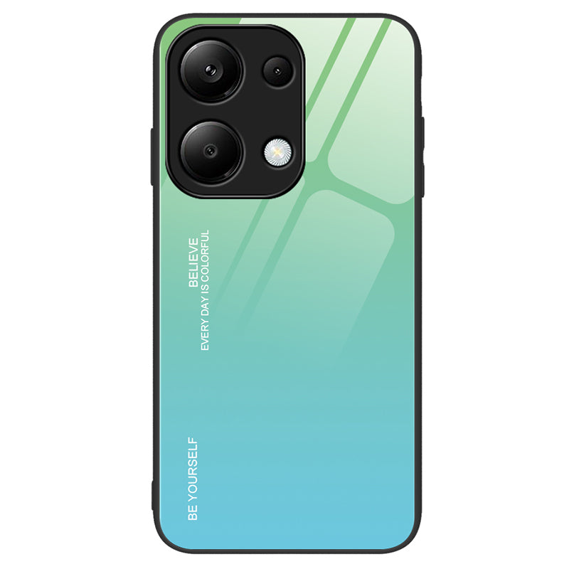 For Xiaomi Redmi Note 13 Pro 4G / Poco M6 Pro 4G Cell Phone Case Tempered Glass+PC+TPU Gradient Cover