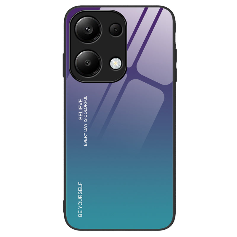 For Xiaomi Redmi Note 13 Pro 4G / Poco M6 Pro 4G Cell Phone Case Tempered Glass+PC+TPU Gradient Cover