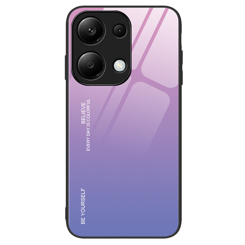 For Xiaomi Redmi Note 13 Pro 4G / Poco M6 Pro 4G Cell Phone Case Tempered Glass+PC+TPU Gradient Cover