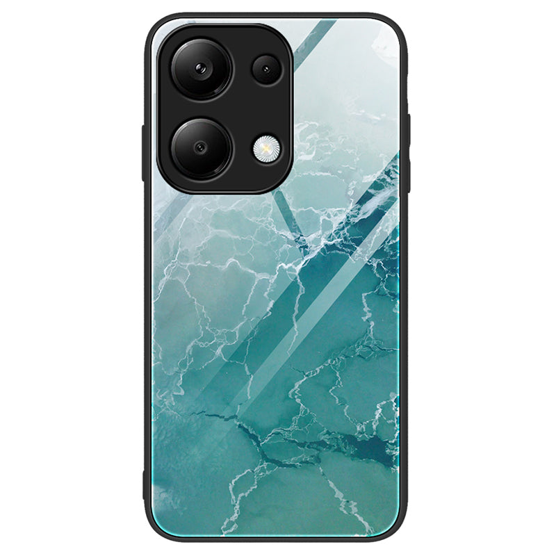 For Xiaomi Redmi Note 13 Pro 4G / Poco M6 Pro 4G Case Marble Pattern Tempered Glass Phone Back Protector