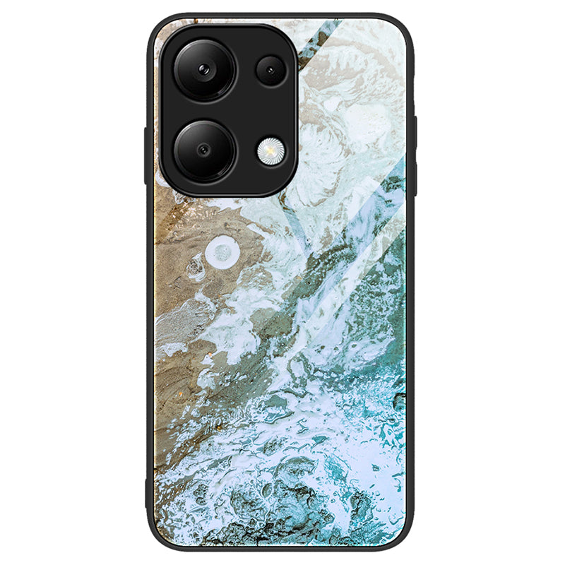 For Xiaomi Redmi Note 13 Pro 4G / Poco M6 Pro 4G Case Marble Pattern Tempered Glass Phone Back Protector