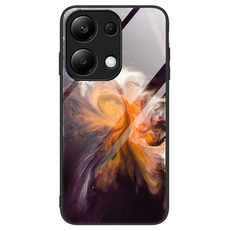 For Xiaomi Redmi Note 13 Pro 4G / Poco M6 Pro 4G Case Marble Pattern Tempered Glass Phone Back Protector