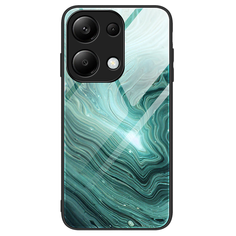 For Xiaomi Redmi Note 13 Pro 4G / Poco M6 Pro 4G Case Marble Pattern Tempered Glass Phone Back Protector