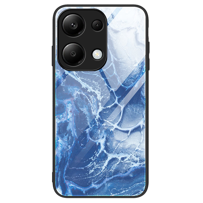 For Xiaomi Redmi Note 13 Pro 4G / Poco M6 Pro 4G Case Marble Pattern Tempered Glass Phone Back Protector
