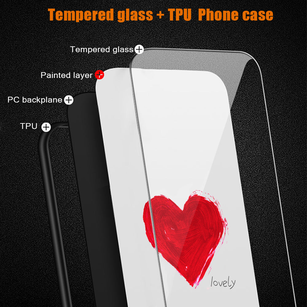 For Xiaomi Redmi Note 13 Pro 4G / Poco M6 Pro 4G Phone Cover Pattern Printing Tempered Glass+PC+TPU Case