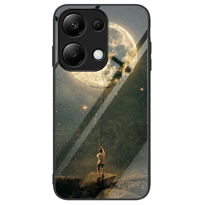 For Xiaomi Redmi Note 13 Pro 4G / Poco M6 Pro 4G Phone Cover Pattern Printing Tempered Glass+PC+TPU Case