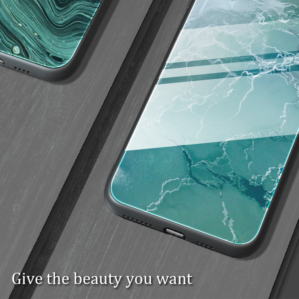 For Xiaomi Redmi Note 13 5G Case Anti-Scratch Marble Pattern Tempered Glass Back Cover