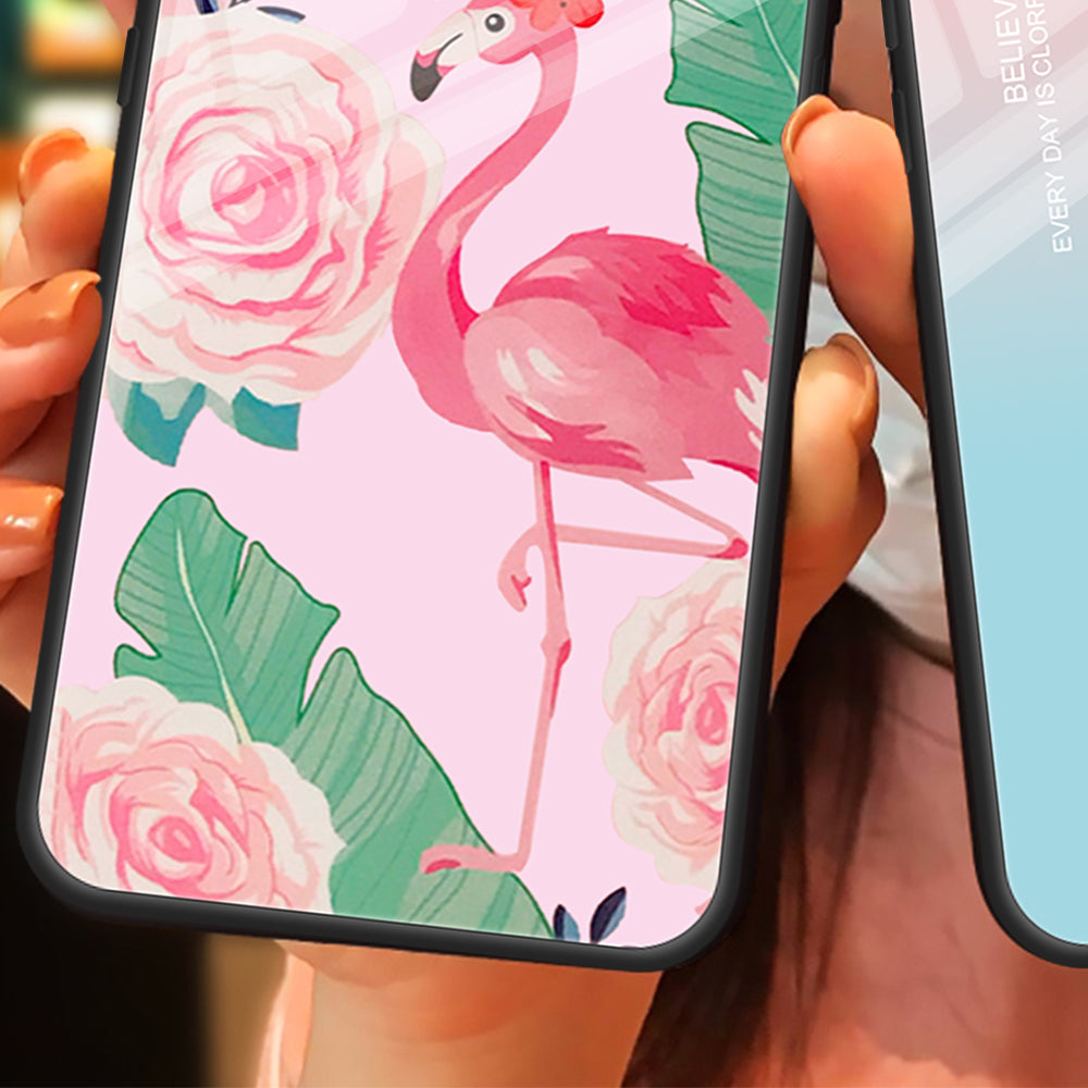 For Xiaomi Redmi Note 13 5G Tempered Glass Back Cover Pattern PC+TPU Protective Phone Case