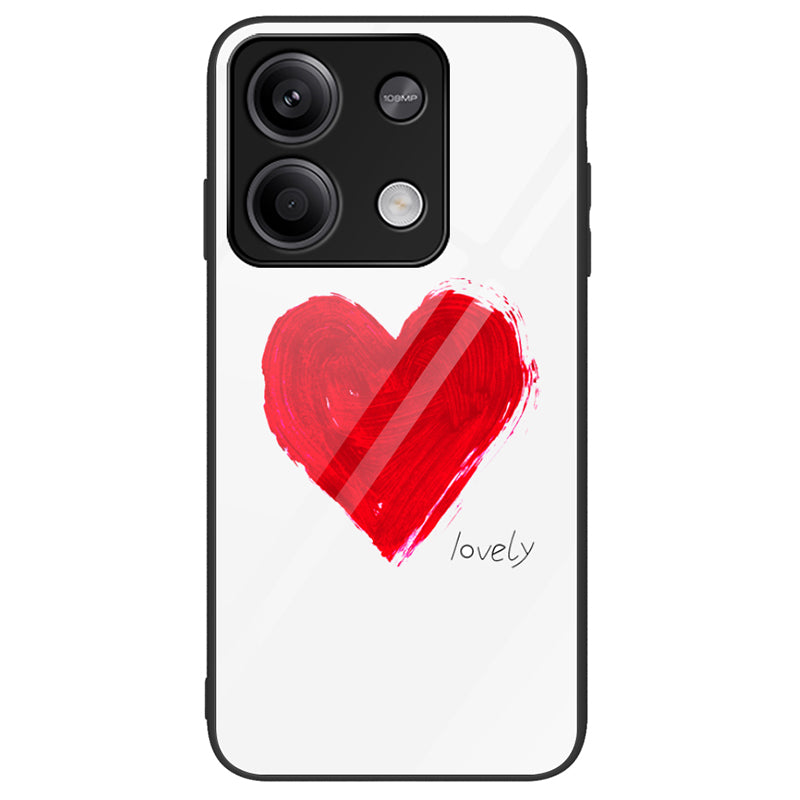 For Xiaomi Redmi Note 13 5G Tempered Glass Back Cover Pattern PC+TPU Protective Phone Case