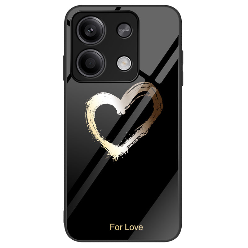For Xiaomi Redmi Note 13 5G Tempered Glass Back Cover Pattern PC+TPU Protective Phone Case