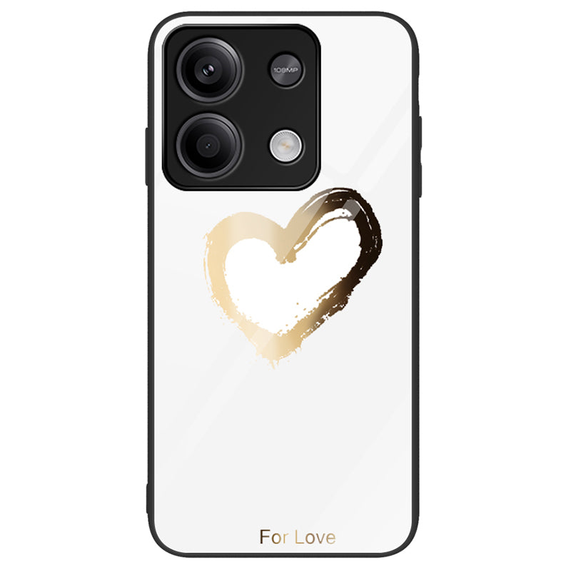 For Xiaomi Redmi Note 13 5G Tempered Glass Back Cover Pattern PC+TPU Protective Phone Case