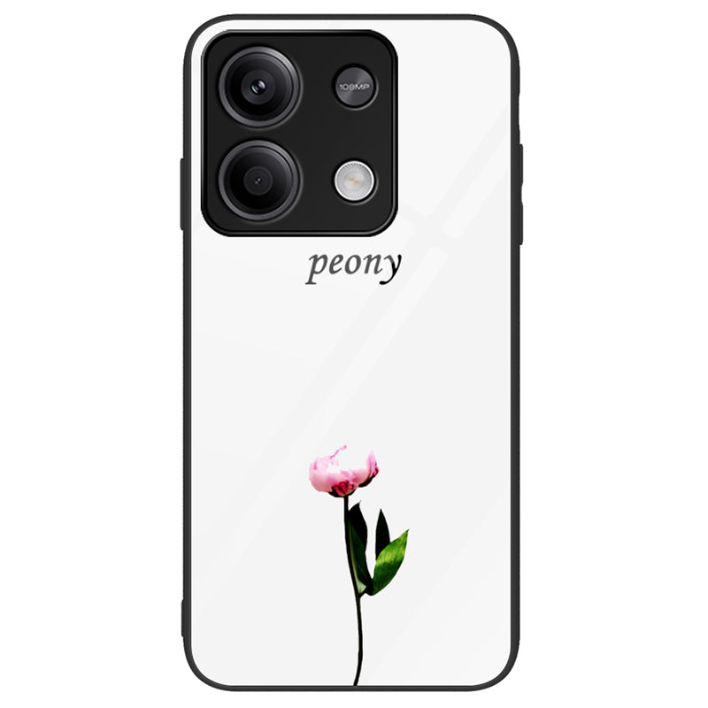 For Xiaomi Redmi Note 13 5G Tempered Glass Back Cover Pattern PC+TPU Protective Phone Case