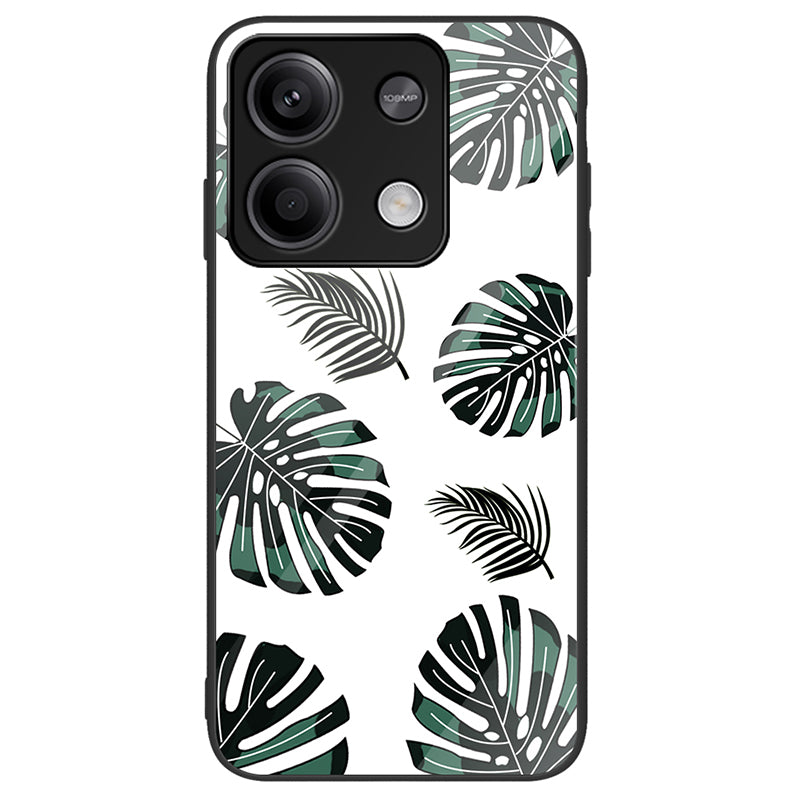 For Xiaomi Redmi Note 13 5G Tempered Glass Back Cover Pattern PC+TPU Protective Phone Case
