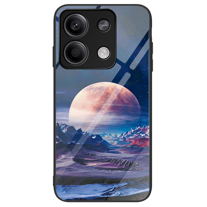 For Xiaomi Redmi Note 13 5G Tempered Glass Back Cover Pattern PC+TPU Protective Phone Case