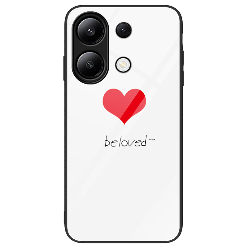 For Xiaomi Redmi Note 13 4G Case Pattern Printing Tempered Glass+PC+TPU Phone Cover