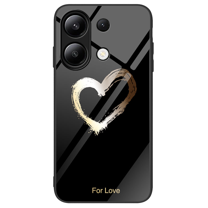 For Xiaomi Redmi Note 13 4G Case Pattern Printing Tempered Glass+PC+TPU Phone Cover