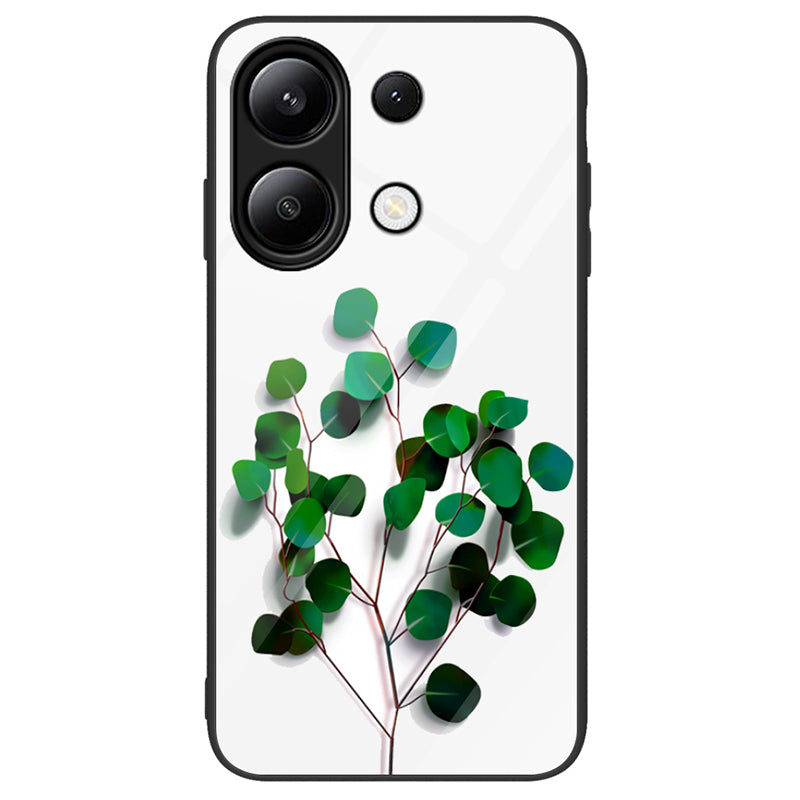 For Xiaomi Redmi Note 13 4G Case Pattern Printing Tempered Glass+PC+TPU Phone Cover