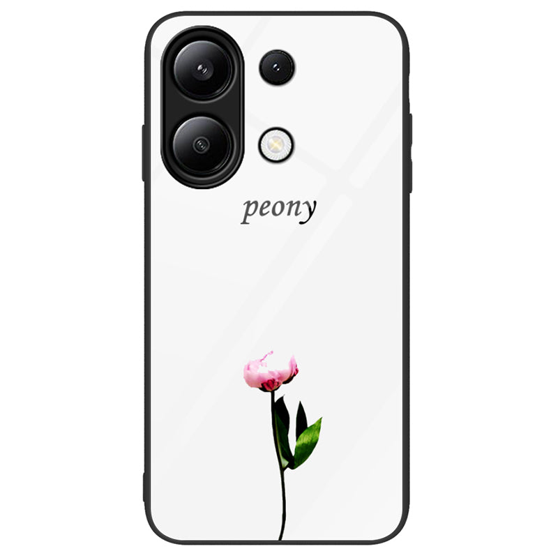 For Xiaomi Redmi Note 13 4G Case Pattern Printing Tempered Glass+PC+TPU Phone Cover