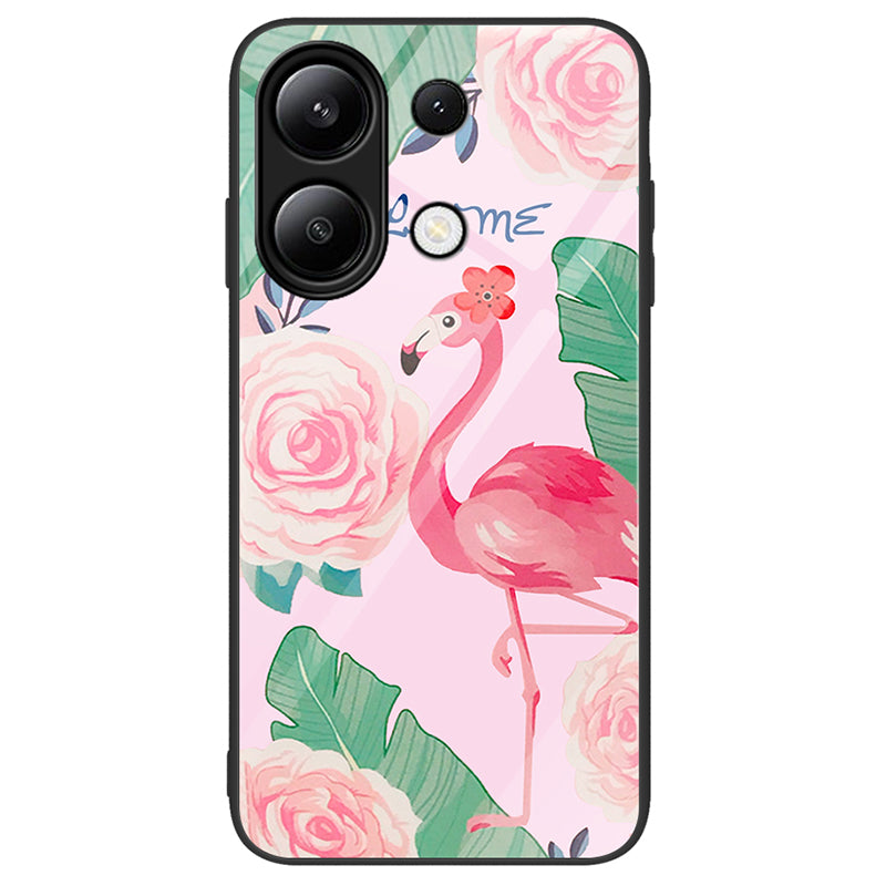 For Xiaomi Redmi Note 13 4G Case Pattern Printing Tempered Glass+PC+TPU Phone Cover