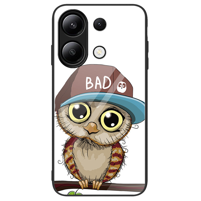 For Xiaomi Redmi Note 13 4G Case Pattern Printing Tempered Glass+PC+TPU Phone Cover