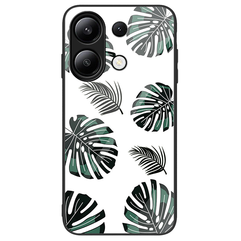 For Xiaomi Redmi Note 13 4G Case Pattern Printing Tempered Glass+PC+TPU Phone Cover