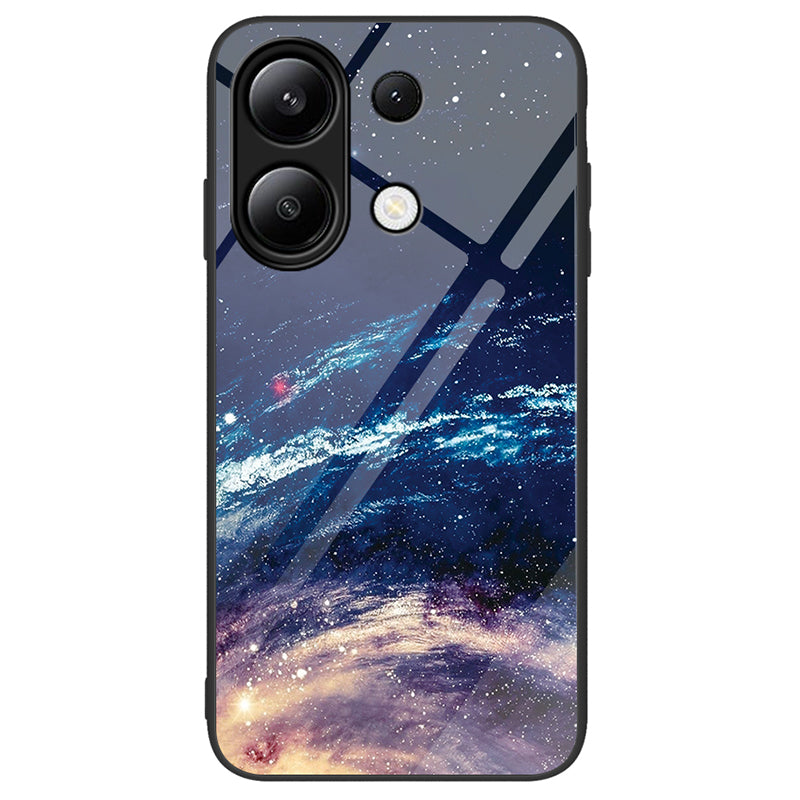 For Xiaomi Redmi Note 13 4G Case Pattern Printing Tempered Glass+PC+TPU Phone Cover