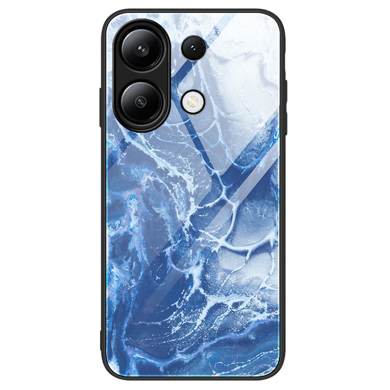 For Xiaomi Redmi Note 13 4G Case TPU+PC+Tempered Glass Marble Pattern Phone Cover