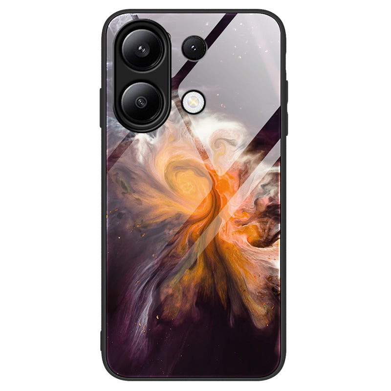 For Xiaomi Redmi Note 13 4G Case TPU+PC+Tempered Glass Marble Pattern Phone Cover