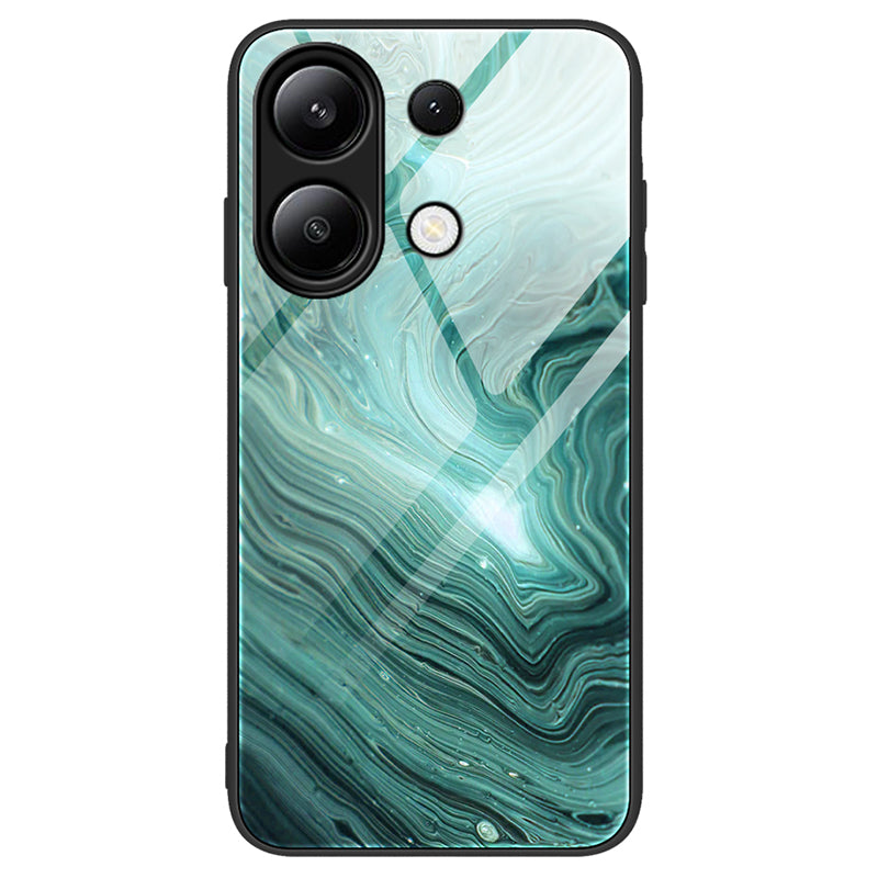 For Xiaomi Redmi Note 13 4G Case TPU+PC+Tempered Glass Marble Pattern Phone Cover