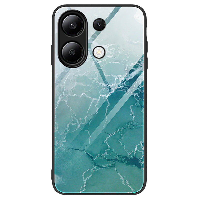 For Xiaomi Redmi Note 13 4G Case TPU+PC+Tempered Glass Marble Pattern Phone Cover