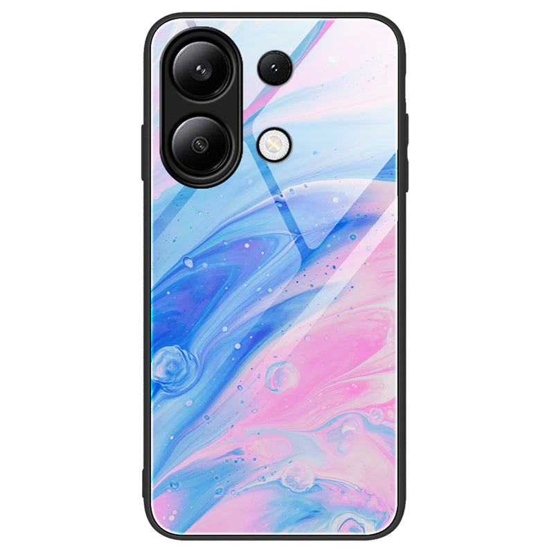 For Xiaomi Redmi Note 13 4G Case TPU+PC+Tempered Glass Marble Pattern Phone Cover
