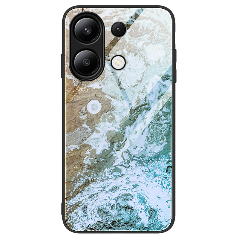 For Xiaomi Redmi Note 13 4G Case TPU+PC+Tempered Glass Marble Pattern Phone Cover