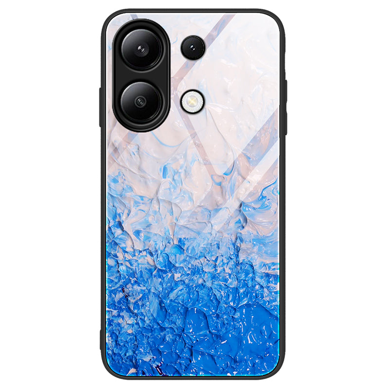 For Xiaomi Redmi Note 13 4G Case TPU+PC+Tempered Glass Marble Pattern Phone Cover
