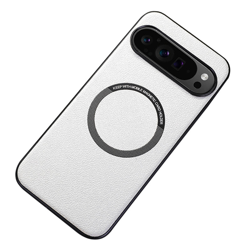 For Google Pixel 9 Case PU Leather+TPU Back Cover Compatible with MagSafe Wireless Charging