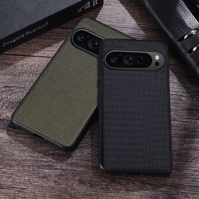 For Google Pixel 9 Pro Case Nylon Coated TPU Dual Layer Armor Phone Cover