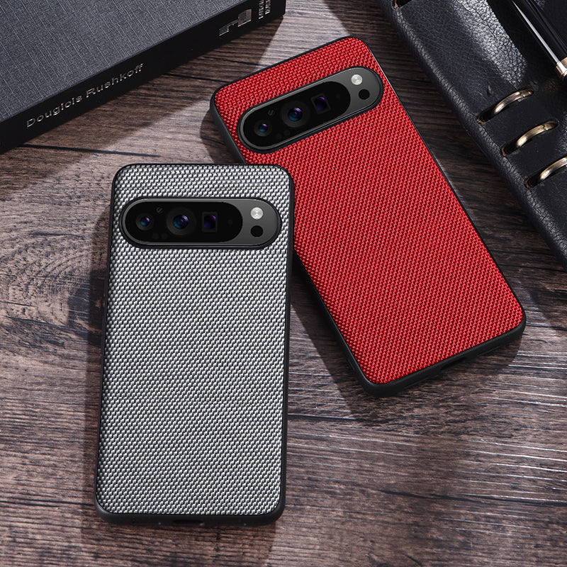 For Google Pixel 9 Pro Case Nylon Coated TPU Dual Layer Armor Phone Cover