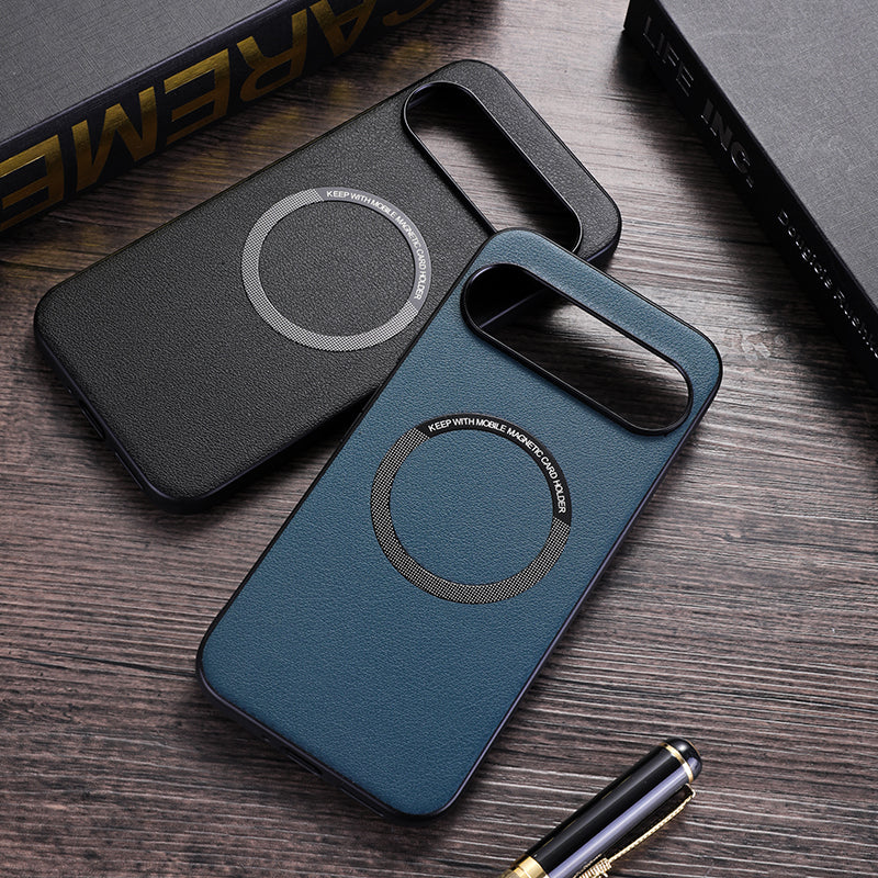 For Google Pixel 9 Pro Magnetic Case PU Leather+TPU Scratch-Resistant Back Cover