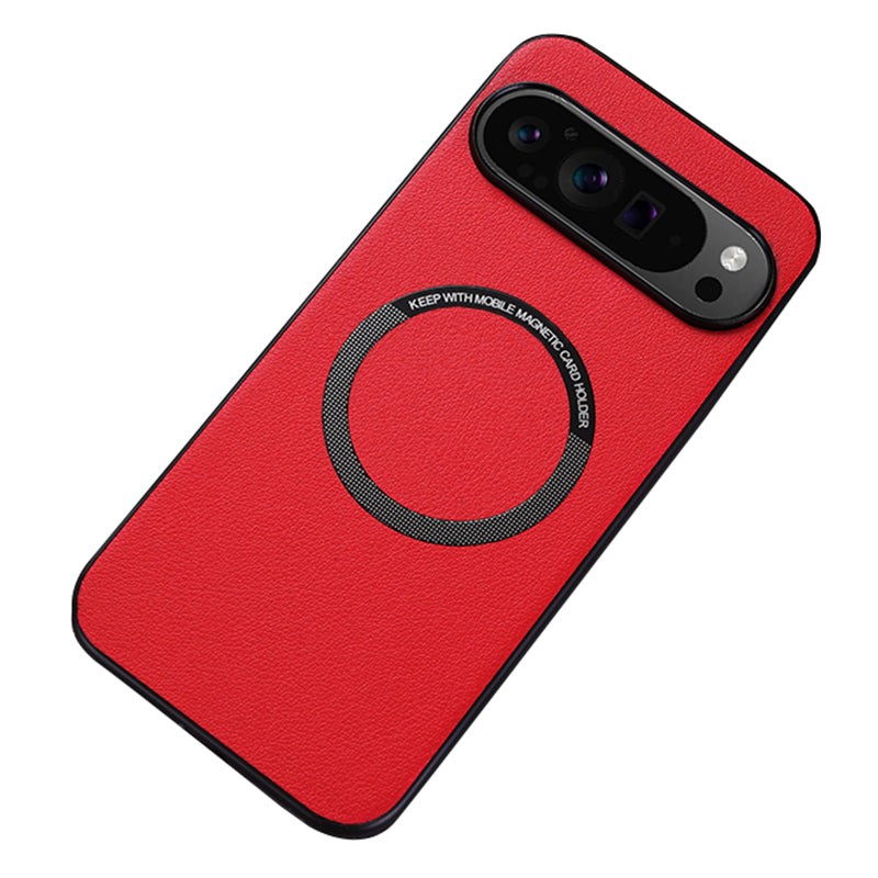 For Google Pixel 9 Pro Magnetic Case PU Leather+TPU Scratch-Resistant Back Cover
