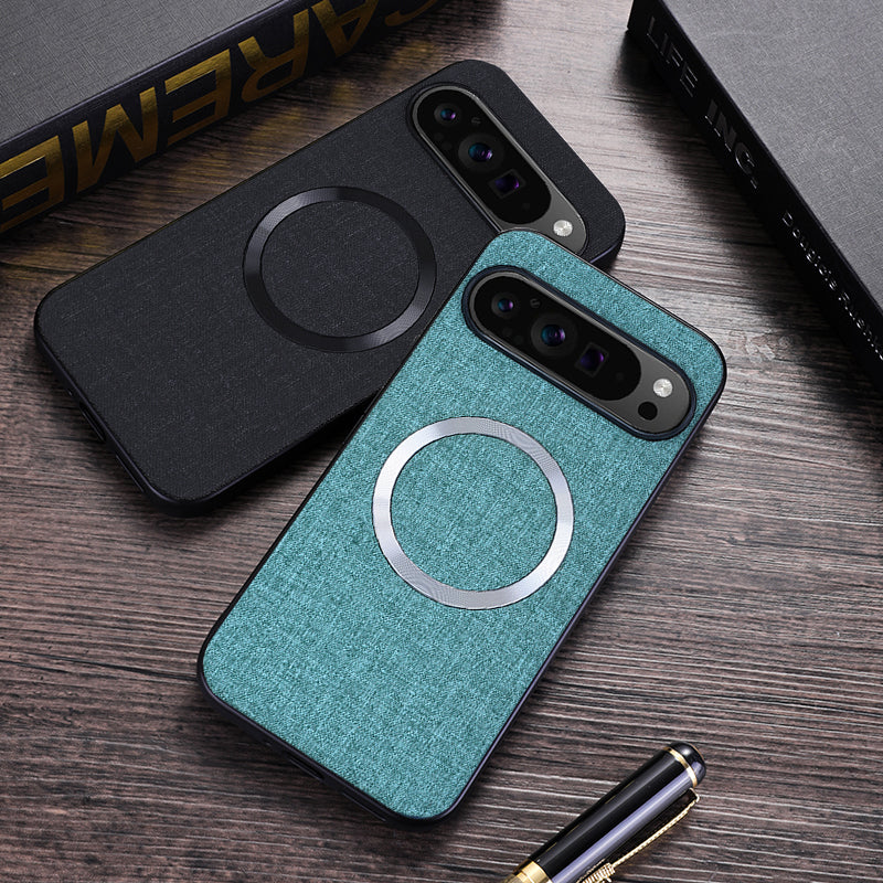 For Google Pixel 9 Case Soft TPU Cloth Texture Magnetic Phone Cover