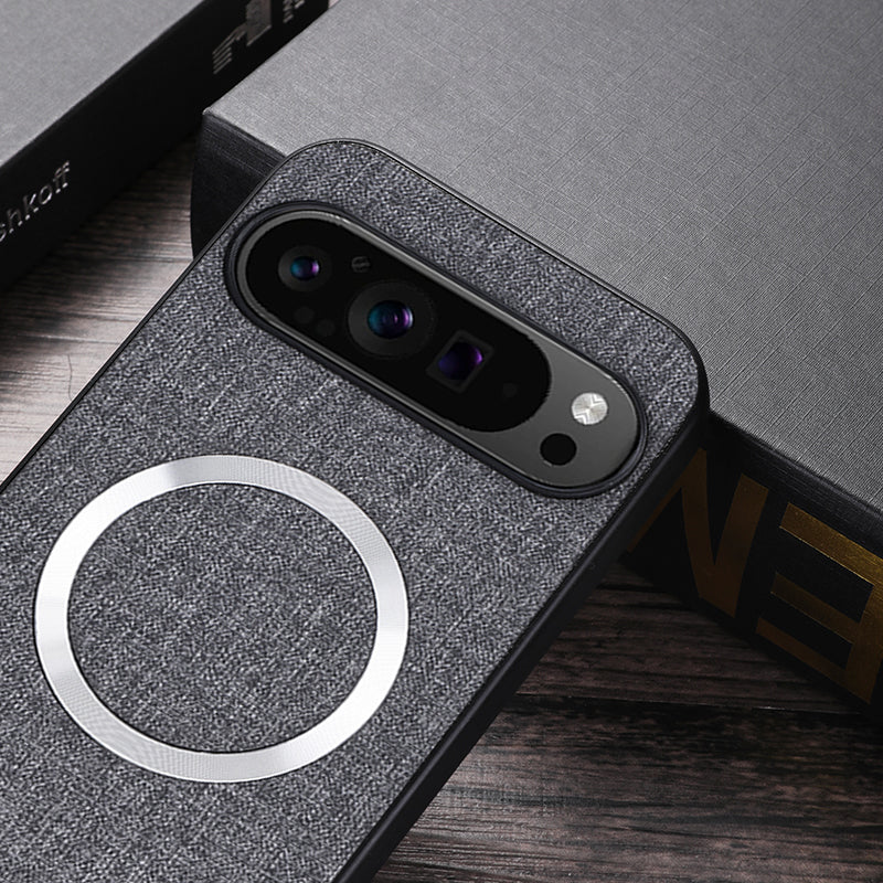 For Google Pixel 9 Case Soft TPU Cloth Texture Magnetic Phone Cover