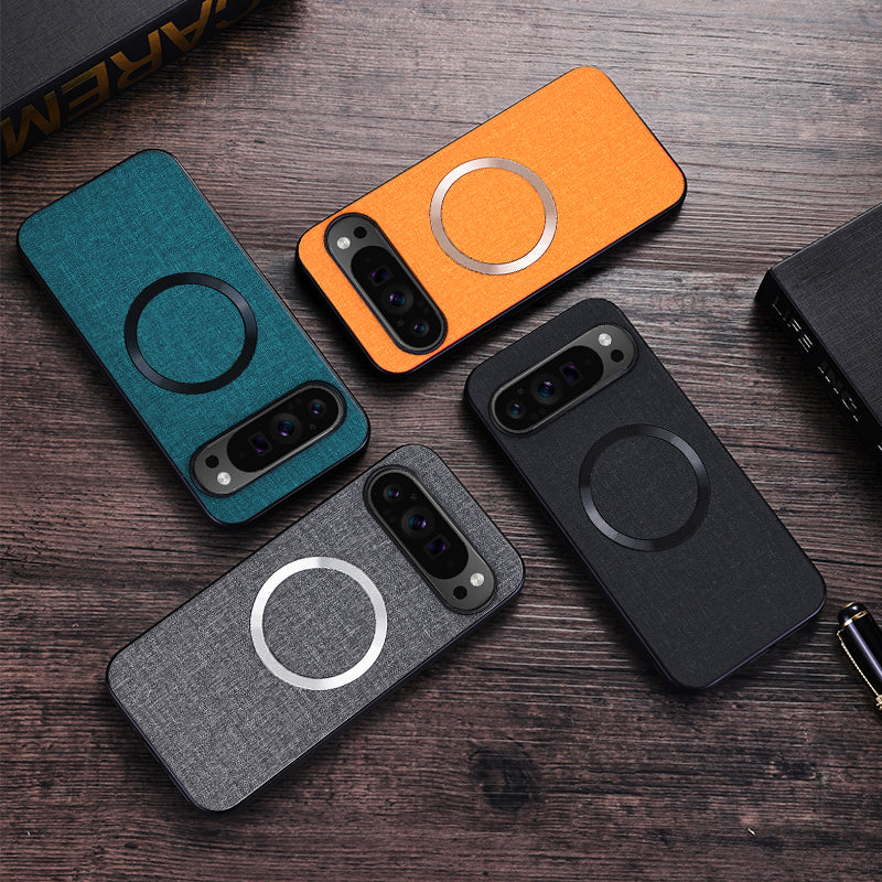 For Google Pixel 9 Case Soft TPU Cloth Texture Magnetic Phone Cover